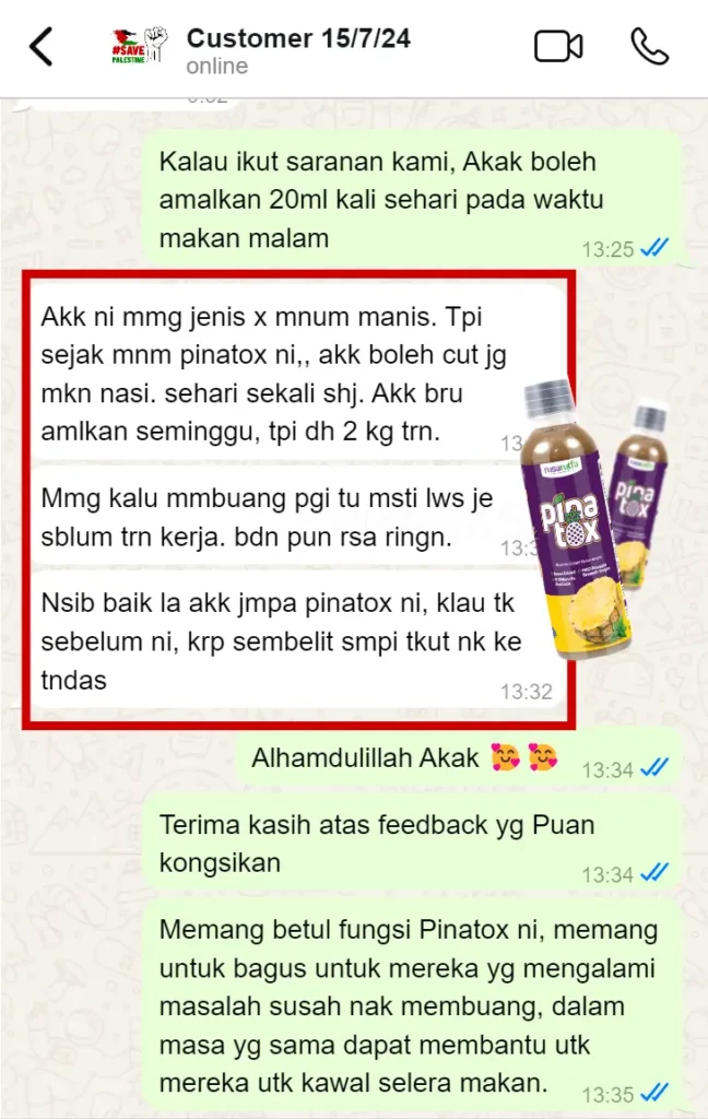 Gambar Testimoni (2) - Turun Berat Badan - Pinatox Detox